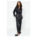 Trendyol Black Premium Satin Lace and Tie Detail Woven Pajamas Set