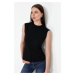 Trendyol Black Viscose/Soft Fabric Fitted Stretchy Knitted Blouse