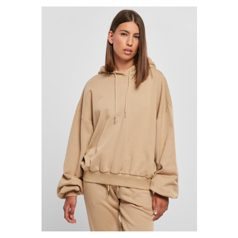 Women's organic oversized terry cloth with a hood in beige