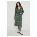 Kabát Bruuns Bazaar dámsky, zelená farba, prechodný, oversize
