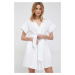 Bavlnené šaty Emporio Armani biela farba, mini, áčkový strih