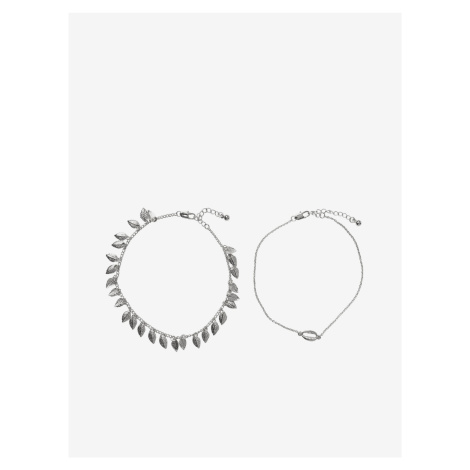 Set of Two Women's Ankle Chains in Silver Color Pieces Bec - Women's