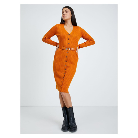 Orange Sheath Sweater Dress Guess Lena - Women