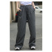 Madmext Anthracite Striped Oversized Women's Pants