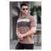 Madmext Brown Striped Polo Collar Men's T-Shirt 5864