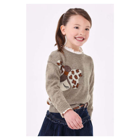 Detský sveter s prímesou vlny Mayoral béžová farba, teplý