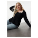 Trendyol Curve Black Sweetheart Neckline Ribbed Knitwear Sweater