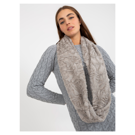 Winter gray scarf made of artificial fur