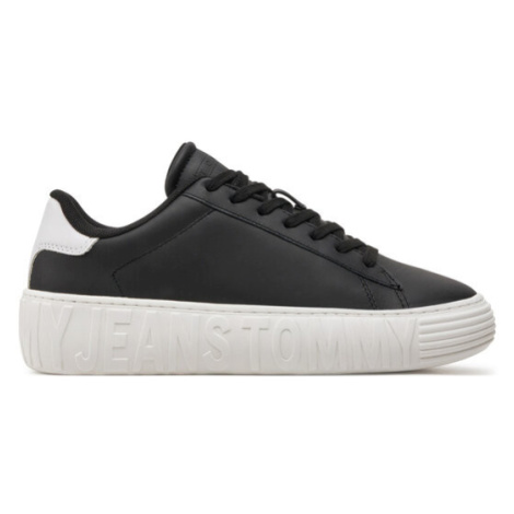 Tommy Jeans Sneakersy Tjw Leather Cupsole Ess EN0EN02507 Čierna Tommy Hilfiger