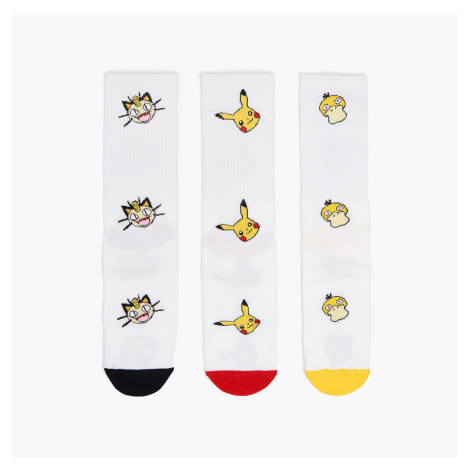 Cropp - Súprava 3 párov ponožiek Pokémon - Biela