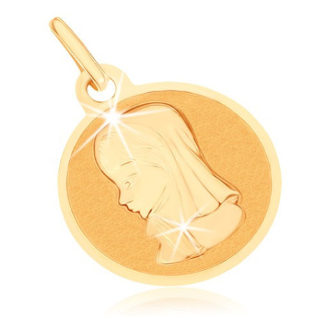 Zlatý prívesok 375 - okrúhly plochý medailón, Panna Mária