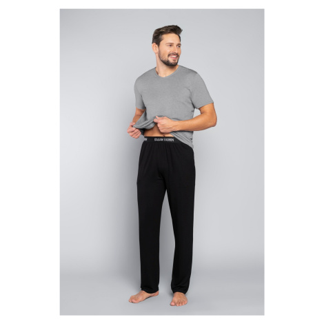 Men's pyjamas Dallas, short sleeves, long pants - melange/black Italian Fashion