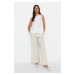 Trendyol Ecru Sleeveless Regular/Normal Fit Crew Neck Crepe Knitted Blouse