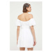 Bavlnené šaty Hollister Co. biela farba, mini, áčkový strih