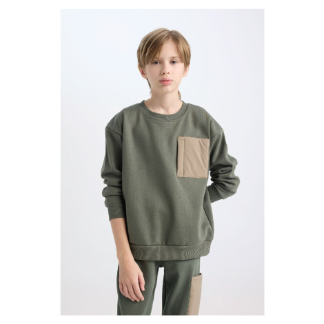 DEFACTO Boy Oversize Wide Pattern Crew Neck Sweatshirt