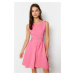 Trendyol Pink Waist Opening Mini Woven Flounce Woven Dress