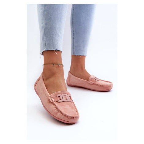 Women's fashionable suede loafers light pink Rabell