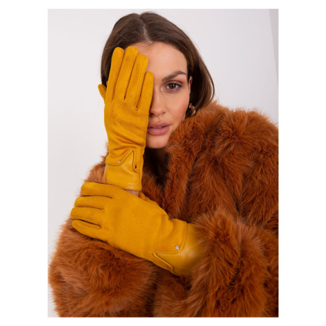 Dark yellow elegant women's gloves