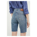 Rifľové krátke nohavice Lauren Ralph Lauren dámske, jednofarebné, stredne vysoký pás