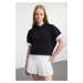 Trendyol Black Moon Sleeve Hooded Crop Relaxed/Comfortable Fit Knitted Sweatshirt