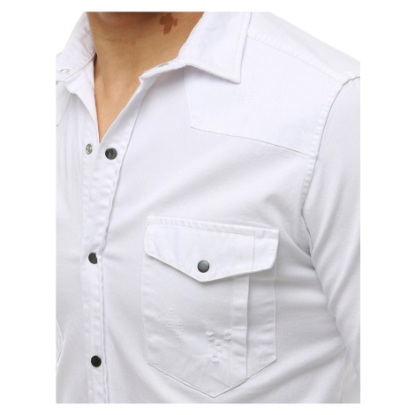 Biele pánske tričko s dlhým rukávom DX1926 DStreet