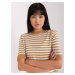 Camel and white striped knitted blouse
