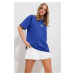 Trend Alaçatı Stili Women's Saxe Blue Crew Neck Embroidered Oversize T-Shirt