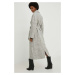 Kabát s prímesou vlny Answear Lab šedá farba, prechodný, oversize