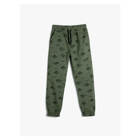 Koton Dinosaur Sweatpants Tie Waist Raised Cotton