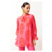 Trendyol Pink Lined Chiffon Patterned Woven Tunic