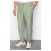 Trendyol Light Khaki Tapered Elastic Waist Linen Look Trousers