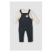 DEFACTO Baby Boy 2-Piece Set Crew Neck Printed T-Shirt Overalls