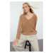 Trendyol Camel Wide Pattern Basic Knitwear Sweater