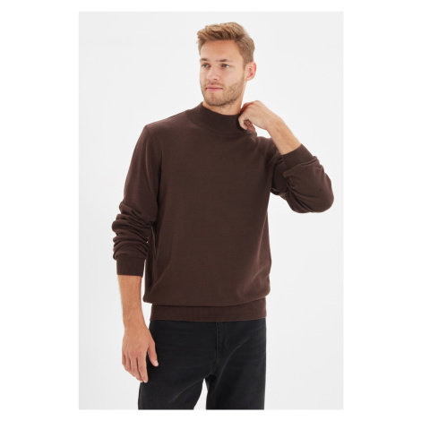 Trendyol Brown Slim Fit Cotton Half Turtleneck 100% Cotton Basic Sweater