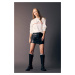 DEFACTO Coool Slim Fit Faux Leather Mini Knitted Skirt