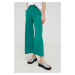 Vlnené nohavice Answear Lab dámske, zelená farba, široké, vysoký pás