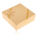 Darčeková krabička zlatej farby na šperky, vzhľad tkaniny, mašľa