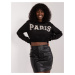 ČIERNY CROP SVETER S NÁPISOM PARIS BA-SW-1489.24-BLACK