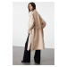 Trendyol Ecru Button Detailed Soft Textured Slit Oversize Coat