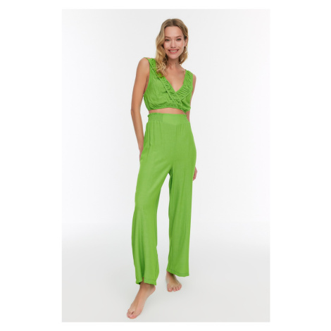 Trendyol Green Gathered Detailed Beach Two Piece Set
