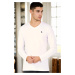 T8587 DEWBERRY V-NECK MEN'S LONG SLEEVE T-SHIRT-WHITE 1