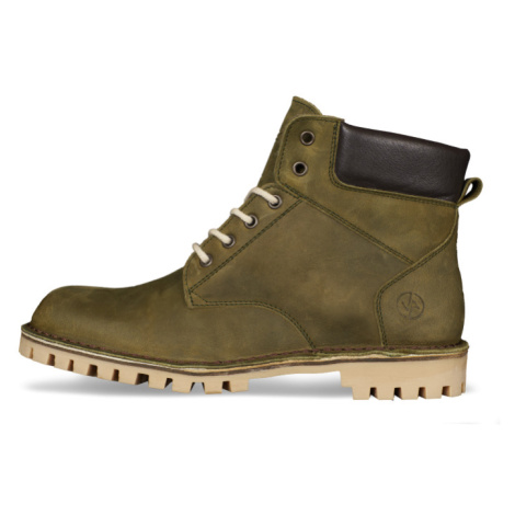 Vasky Farm Low Green - Pánske kožené členkové topánky zelené, ručná výroba jesenné / zimné topán