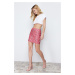 Trendyol Red Floral Pencil Fit Mini Woven Skirt