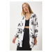 Happiness İstanbul Women's White Patterned Viscose Kimono