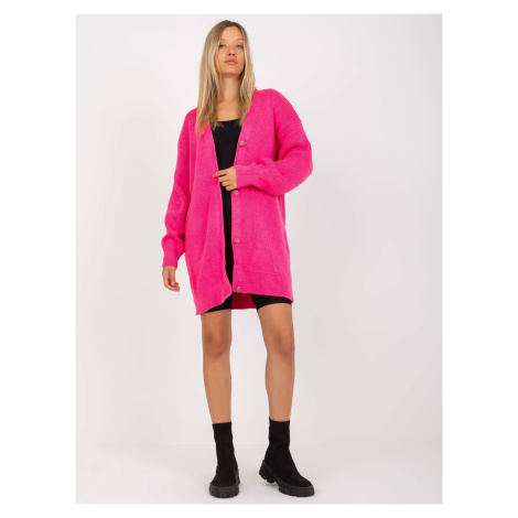 Fluo pink long cardigan with buttons RUE PARIS