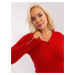 Red plus size V-neck sweater