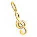 Zlatý 9K prívesok - hudobný motív, husľový kľúč, hladký a lesklý povrch