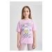 DEFACTO Girls Disney Mickey & Minnie Oversize Fit Crew Neck Short Sleeve T-Shirt