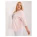 Světle růžová halenka plus size s rozparky JEDNA