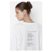 Trendyol White 100% Cotton Premium Oversize/Wide Fit Long Sleeve Back Printed Knitted T-Shirt